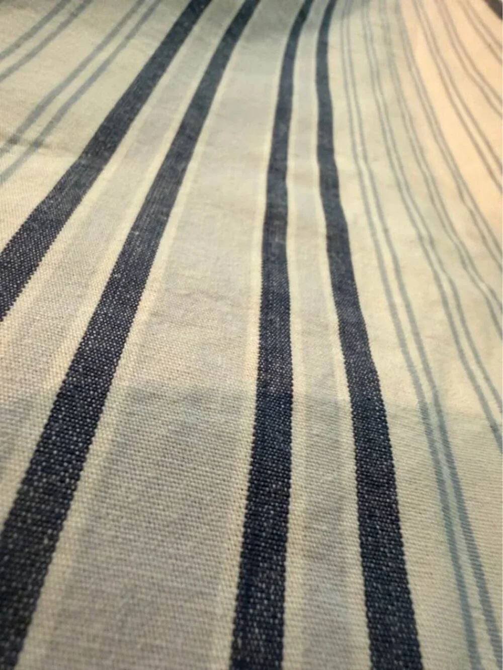 2 IKEA TICKA 57W x 99L Blue and White 100% Cotton Striped Drapes